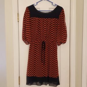 Rust and Black Chevron Dress